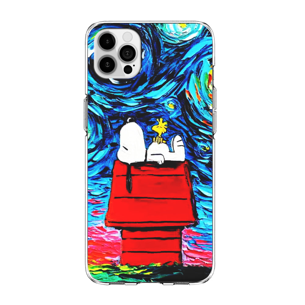 Snoopy Under Starry Night iPhone 13 Pro Max Case-Phone Case-Clear Soft Case-Altracase