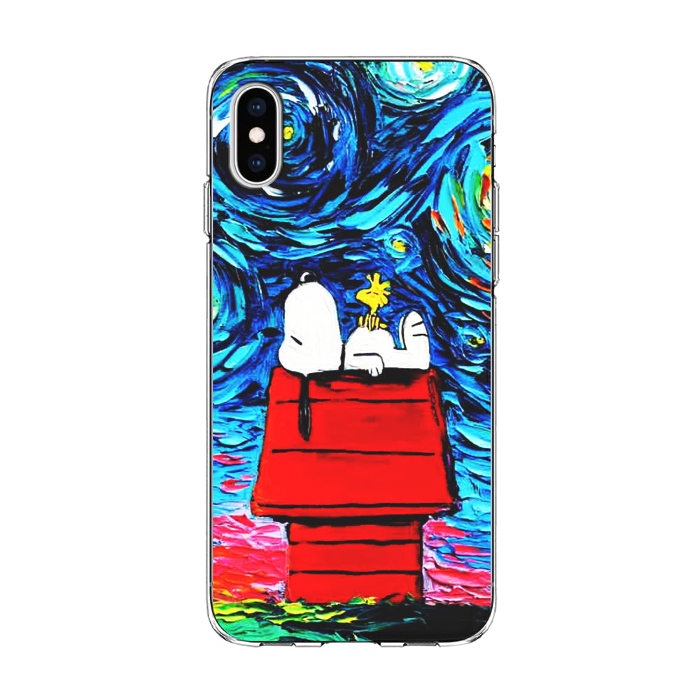 Snoopy Under Starry Night iPhone Xs Case-Phone Case-Clear Soft Case-Altracase