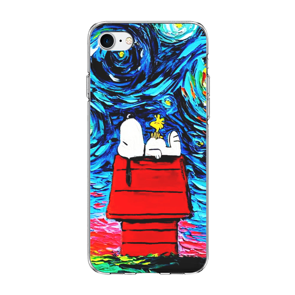 Snoopy Under Starry Night iPhone 8 Case-Phone Case-Clear Soft Case-Altracase