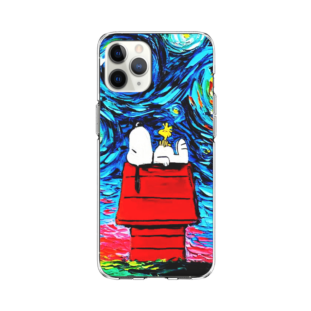 Snoopy Under Starry Night iPhone 11 Pro Case-Phone Case-Clear Soft Case-Altracase