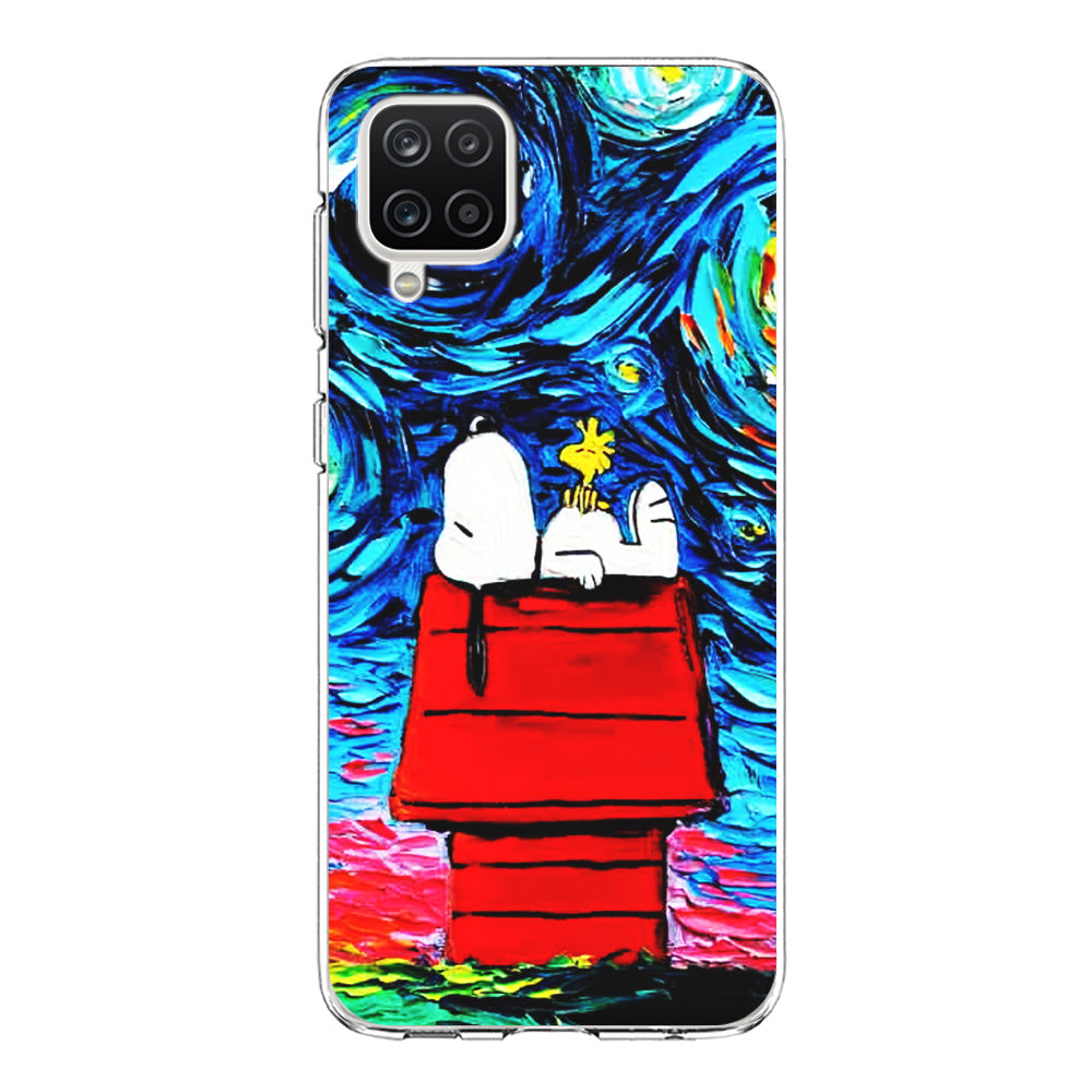 Snoopy Under Starry Night Samsung Galaxy A12 Case-Phone Case-Clear Soft Case-Altracase