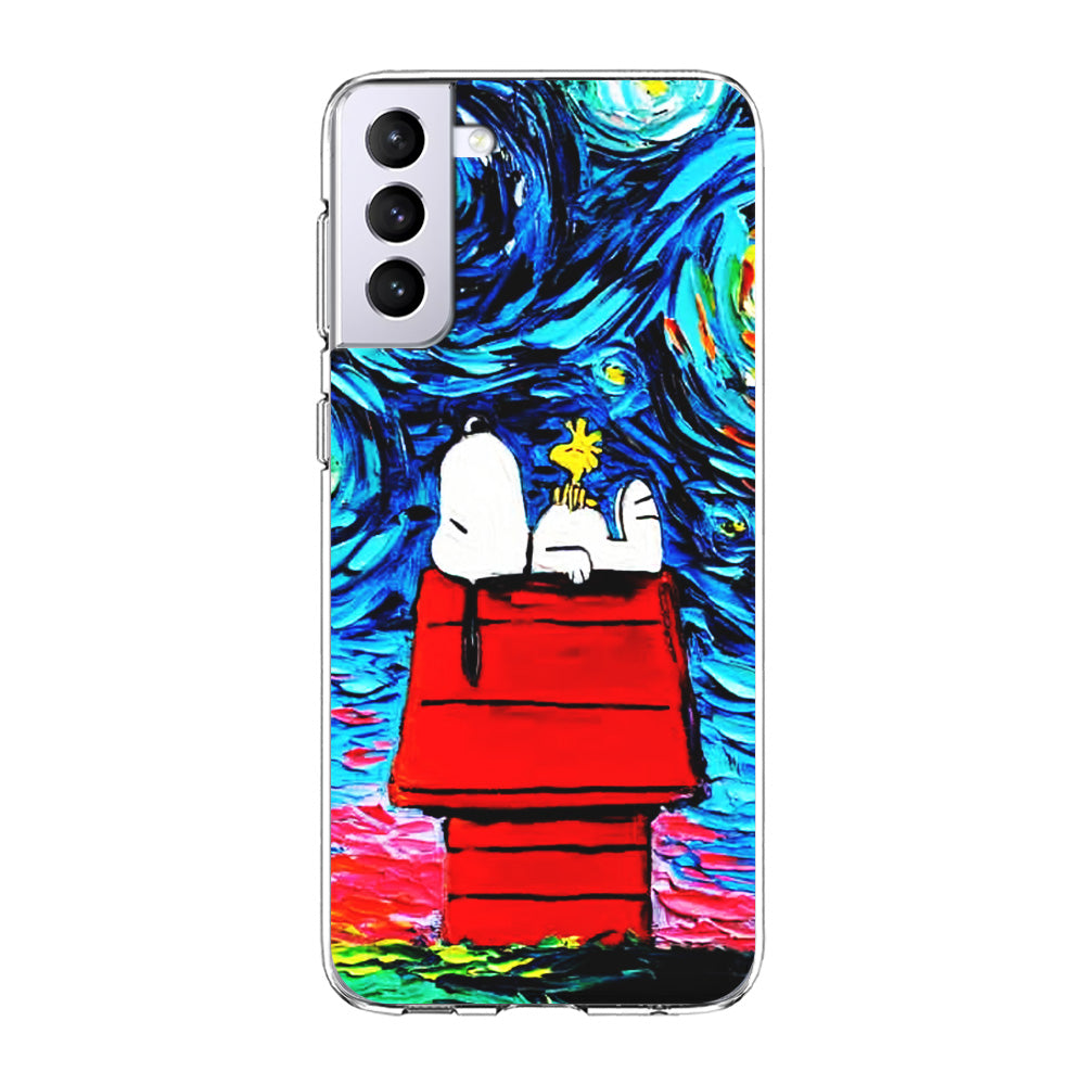 Snoopy Under Starry Night Samsung Galaxy S22 Case-Phone Case-Clear Soft Case-Altracase