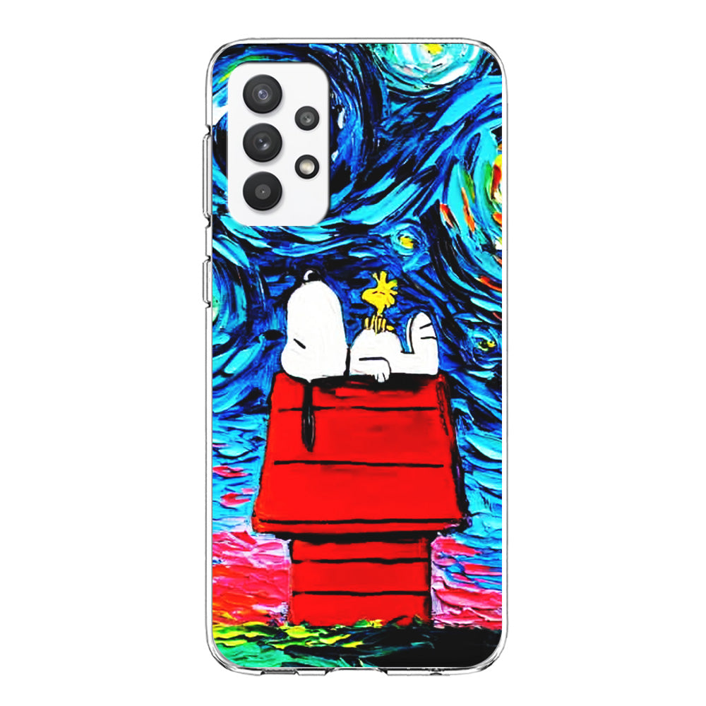 Snoopy Under Starry Night Samsung Galaxy A32 Case-Phone Case-Clear Soft Case-Altracase