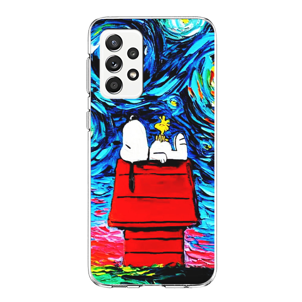 Snoopy Under Starry Night Samsung Galaxy A72 Case-Phone Case-Clear Soft Case-Altracase