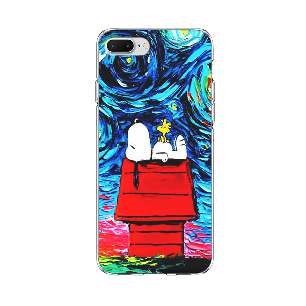 Snoopy Under Starry Night iPhone 8 Plus Case-Phone Case-Clear Soft Case-Altracase