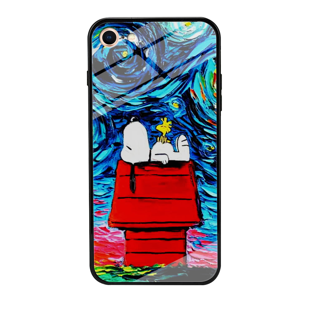 Snoopy Under Starry Night iPhone SE 2020 Case-Phone Case-Tempered Glass Case-Altracase