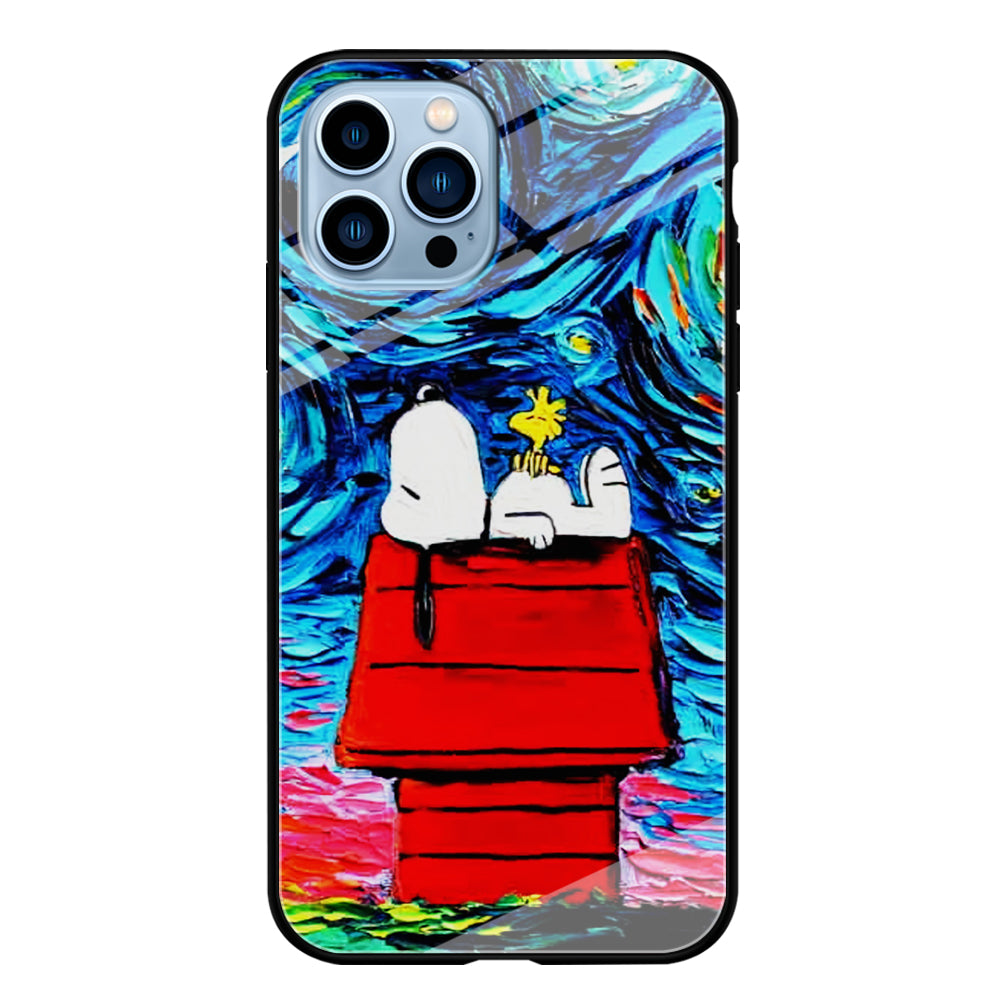 Snoopy Under Starry Night iPhone 14 Pro Case-Phone Case-Tempered Glass Case-Altracase
