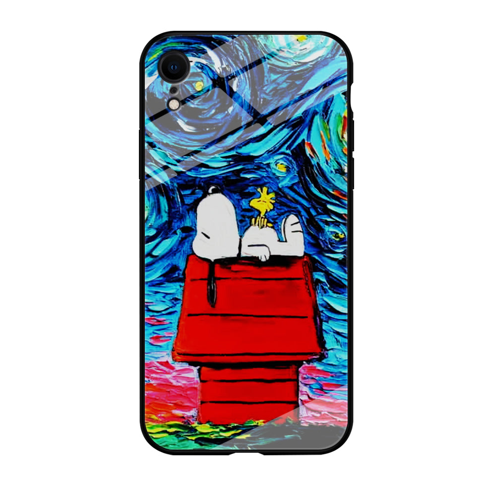 Snoopy Under Starry Night iPhone XR Case-Phone Case-Tempered Glass Case-Altracase