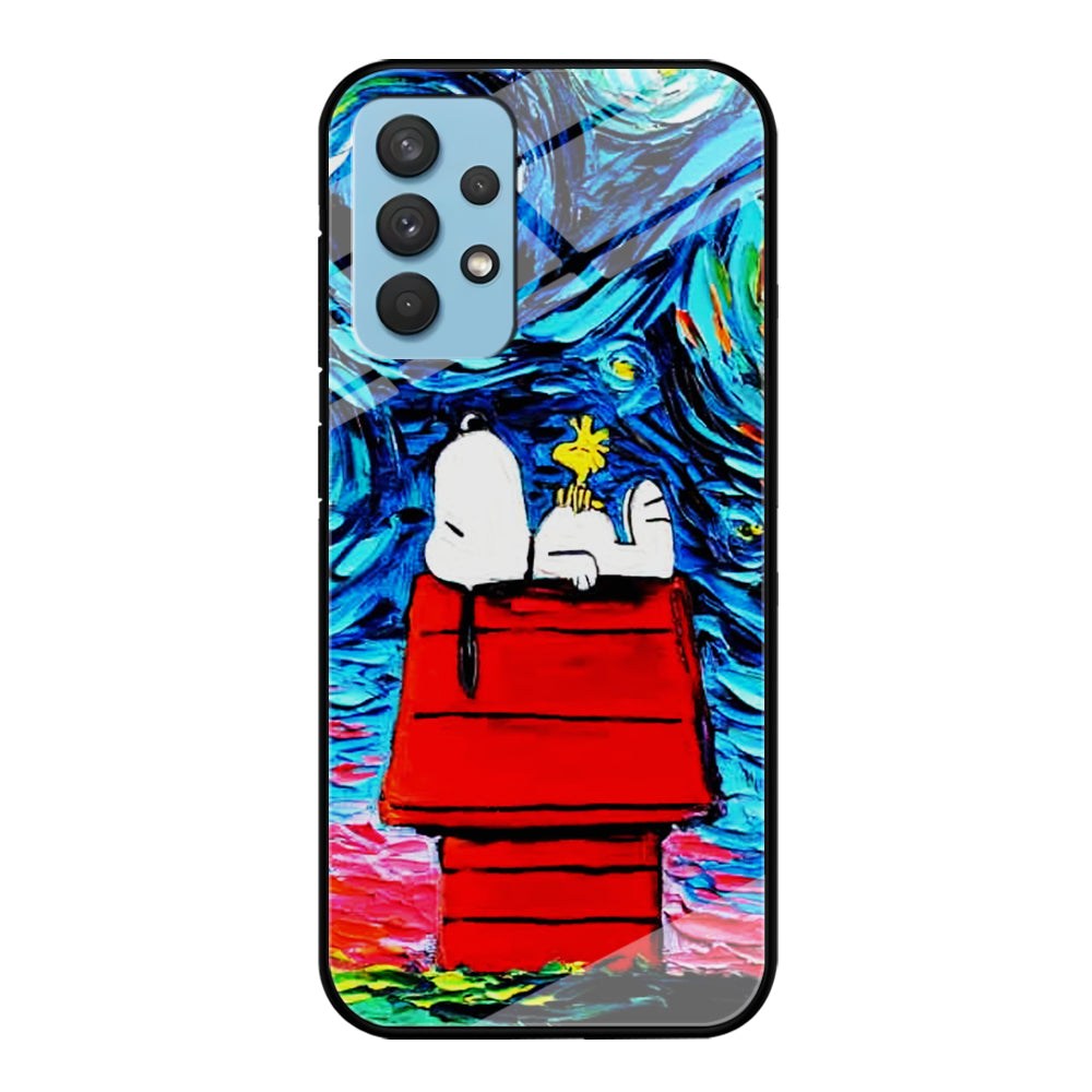Snoopy Under Starry Night Samsung Galaxy A32 Case-Phone Case-Tempered Glass Case-Altracase