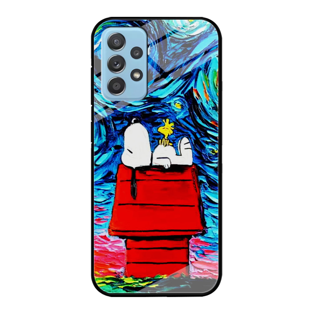 Snoopy Under Starry Night Samsung Galaxy A72 Case-Phone Case-Tempered Glass Case-Altracase