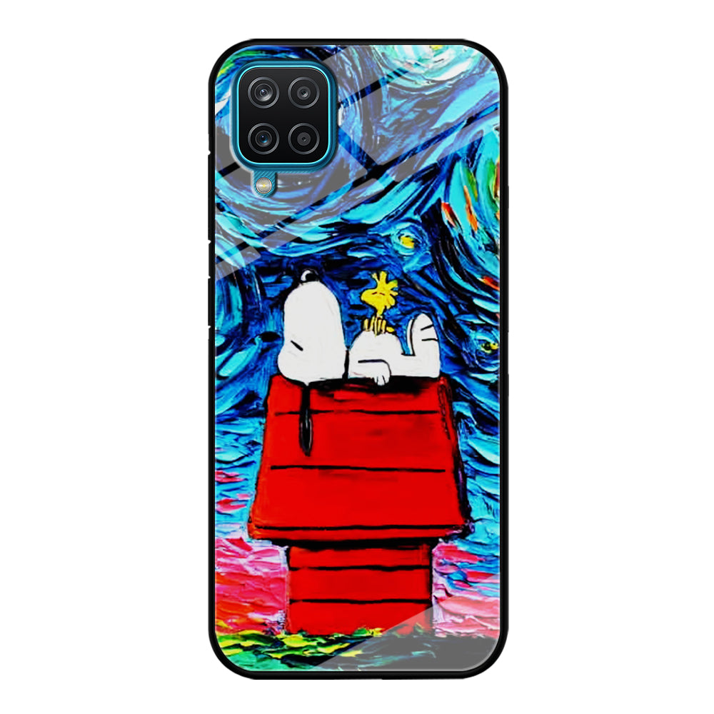 Snoopy Under Starry Night Samsung Galaxy A12 Case-Phone Case-Tempered Glass Case-Altracase