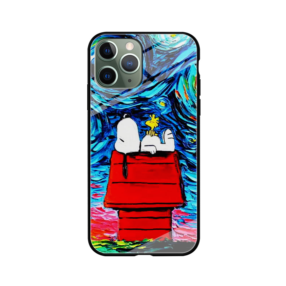 Snoopy Under Starry Night iPhone 11 Pro Max Case-Phone Case-Tempered Glass Case-Altracase