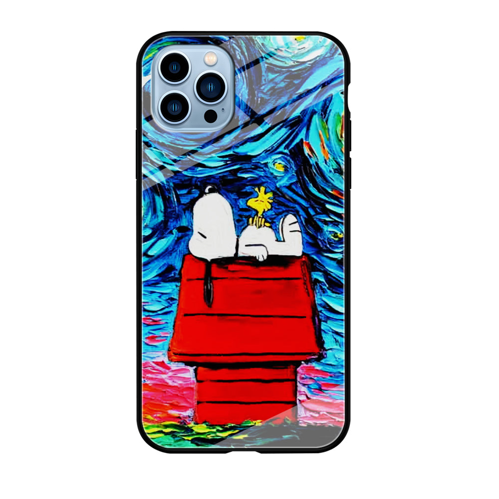 Snoopy Under Starry Night iPhone 12 Pro Max Case-Phone Case-Tempered Glass Case-Altracase