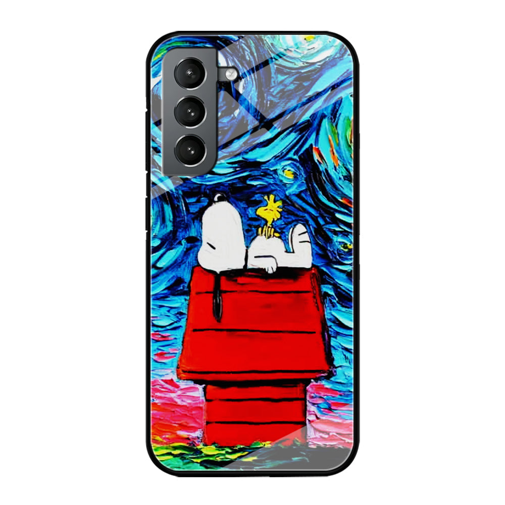 Snoopy Under Starry Night Samsung Galaxy S23 Case-Phone Case-Tempered Glass Case-Altracase
