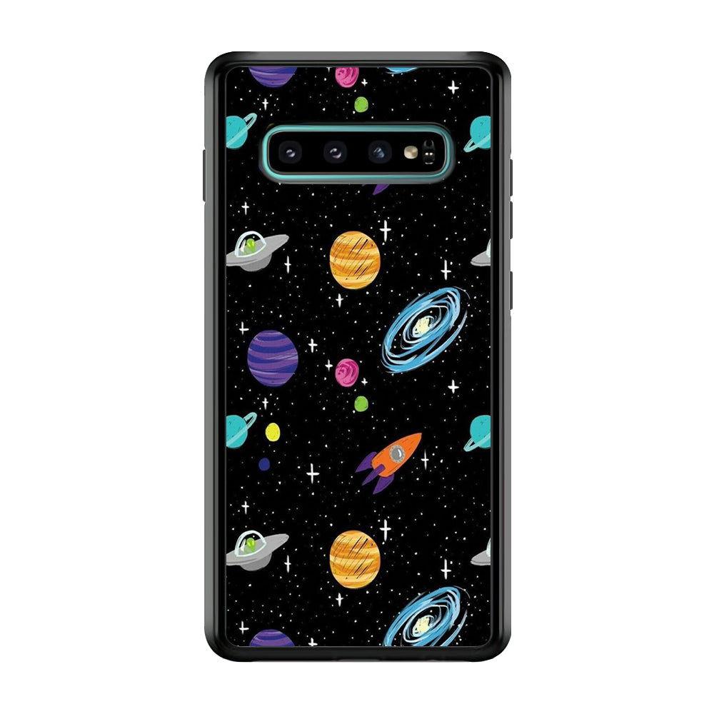 Space Pattern 003 Samsung Galaxy S10 Case-Phone Case-Rubber Black (2D Case)-Altracase