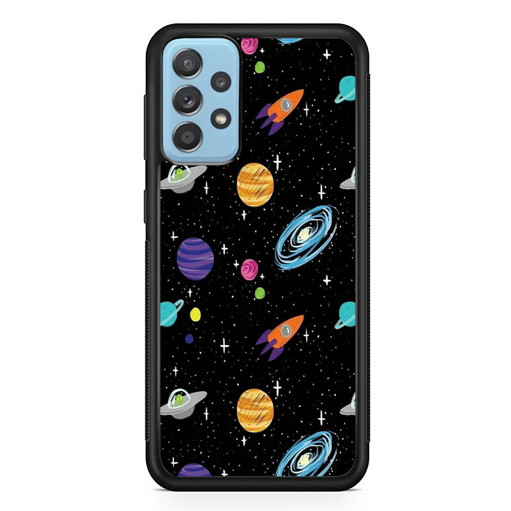 Space Pattern 003 Samsung Galaxy A52 Case-Phone Case-Rubber Black (2D Case)-Altracase