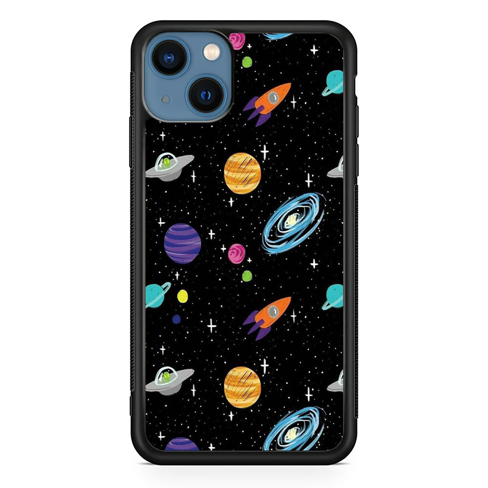 Space Pattern 003 iPhone 13 Mini Case-Phone Case-Rubber Black (2D Case)-Altracase
