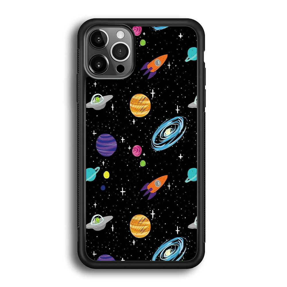 Space Pattern 003 iPhone 12 Pro Max Case-Phone Case-Rubber Black (2D Case)-Altracase