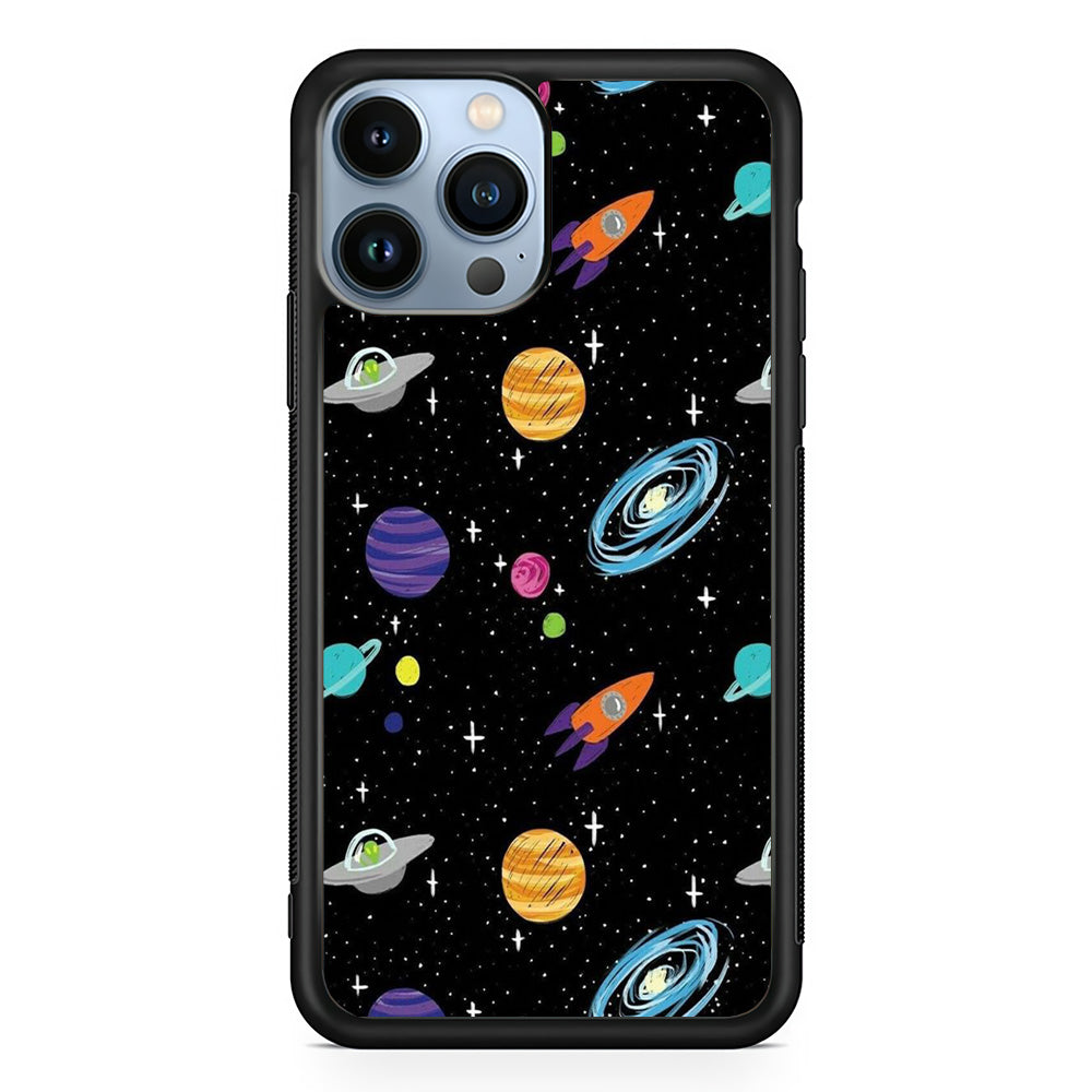 Space Pattern 003 iPhone 15 Pro Max Case-Phone Case-Rubber Black (2D Case)-Altracase