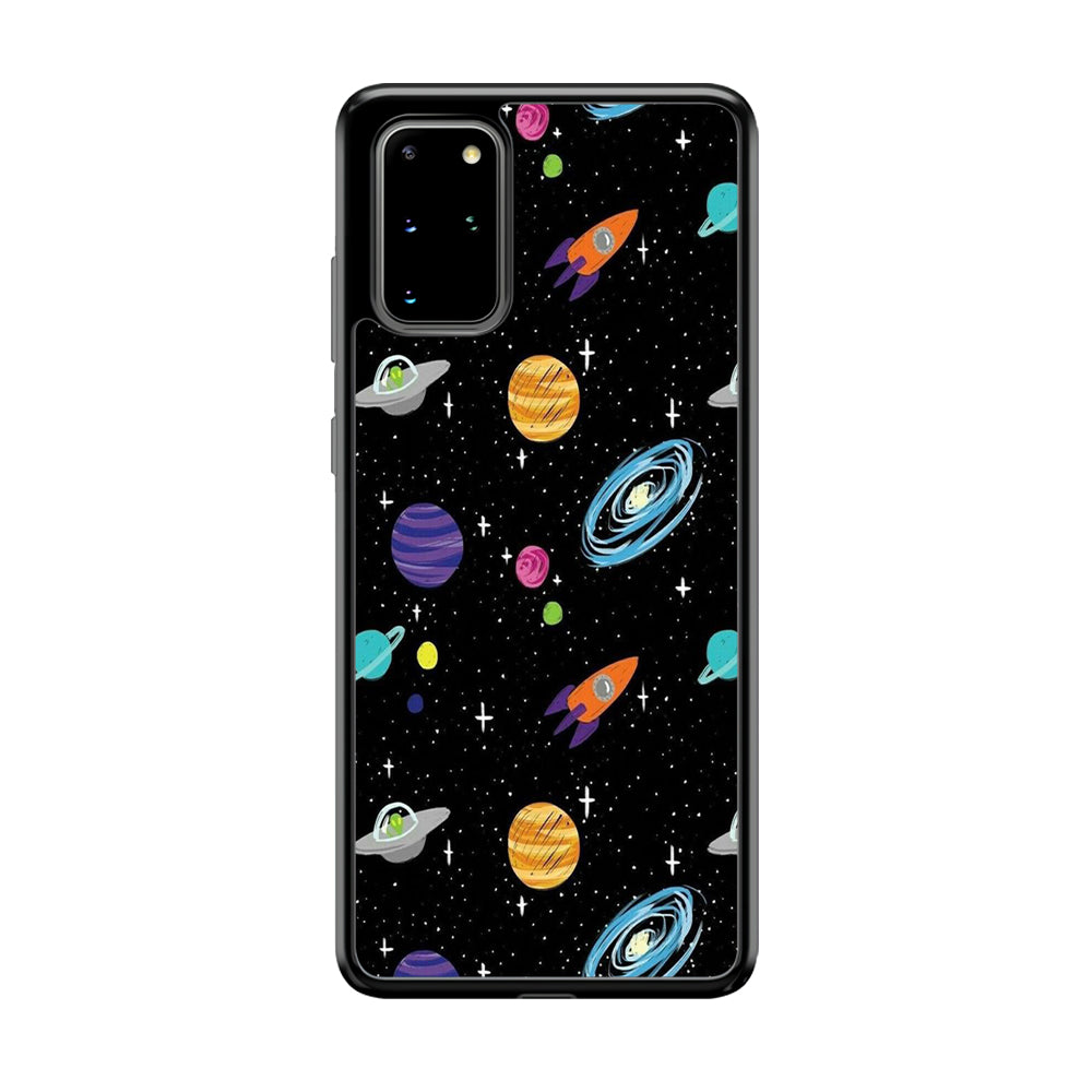 Space Pattern 003 Samsung Galaxy S20 Plus Case-Phone Case-Rubber Black (2D Case)-Altracase