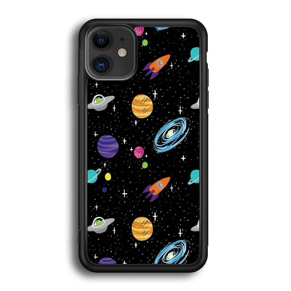 Space Pattern 003 iPhone 12 Case-Phone Case-Rubber Black (2D Case)-Altracase