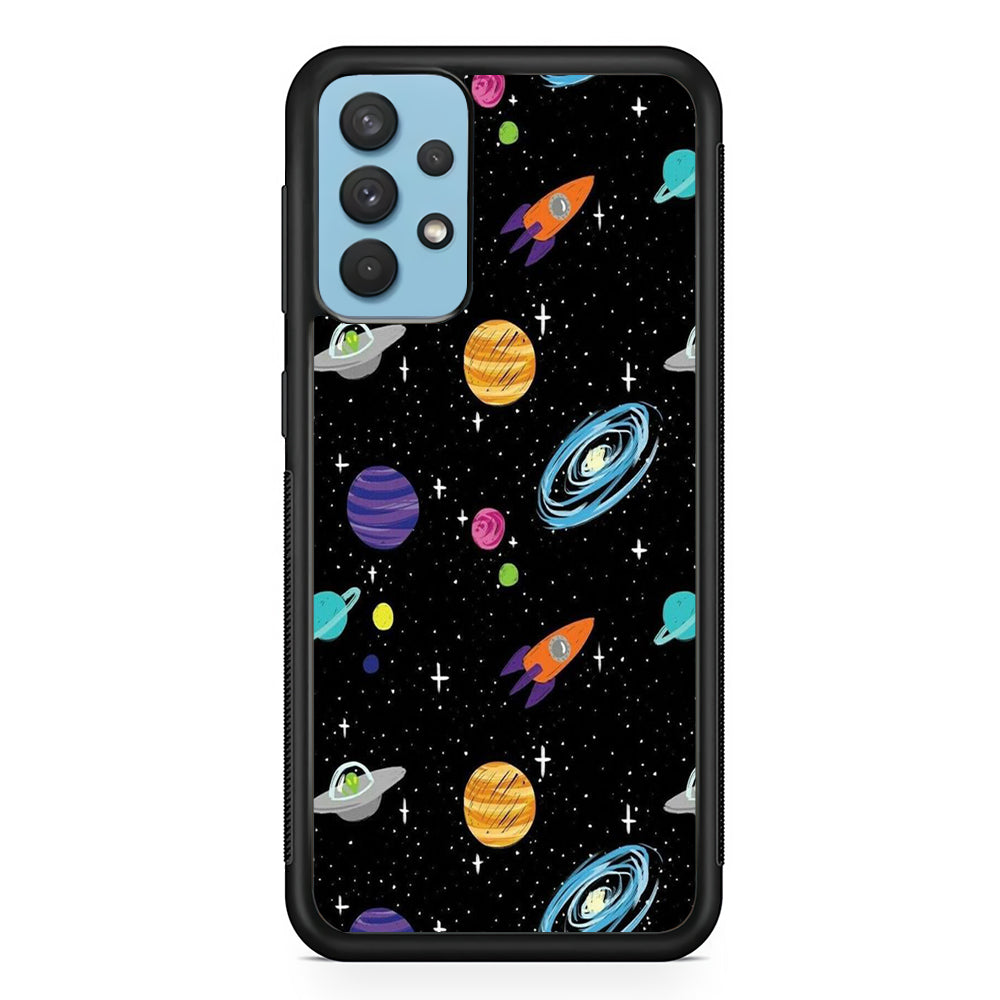 Space Pattern 003 Samsung Galaxy A32 Case-Phone Case-Rubber Black (2D Case)-Altracase