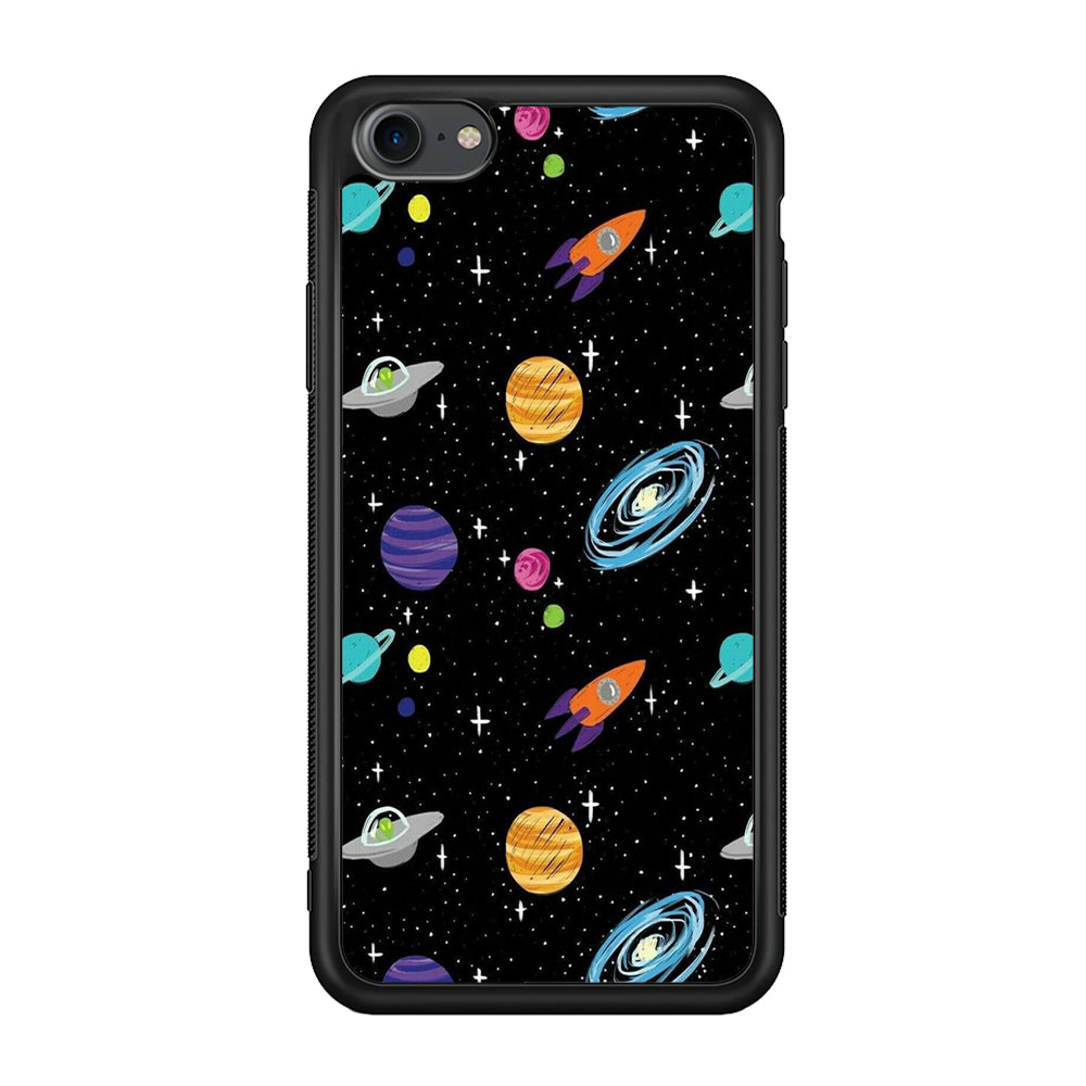 Space Pattern 003 iPhone SE 2020 Case-Phone Case-Rubber Black (2D Case)-Altracase