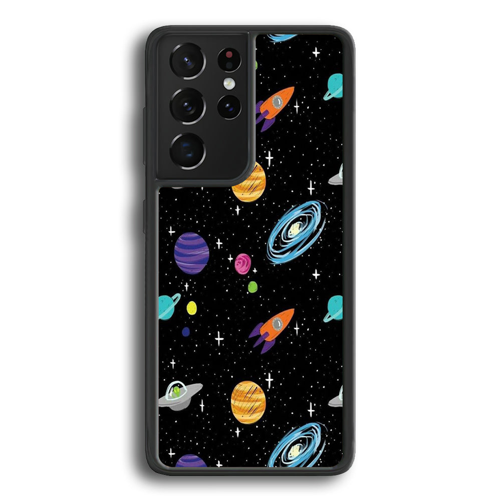 Space Pattern 003 Samsung Galaxy S21 Ultra Case-Phone Case-Rubber Black (2D Case)-Altracase