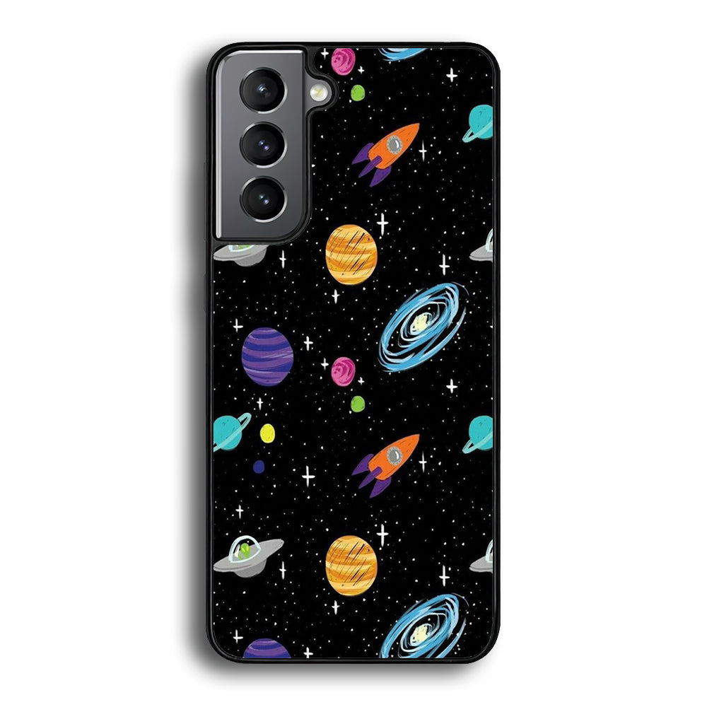 Space Pattern 003 Samsung Galaxy S24 Case-Phone Case-Rubber Black (2D Case)-Altracase