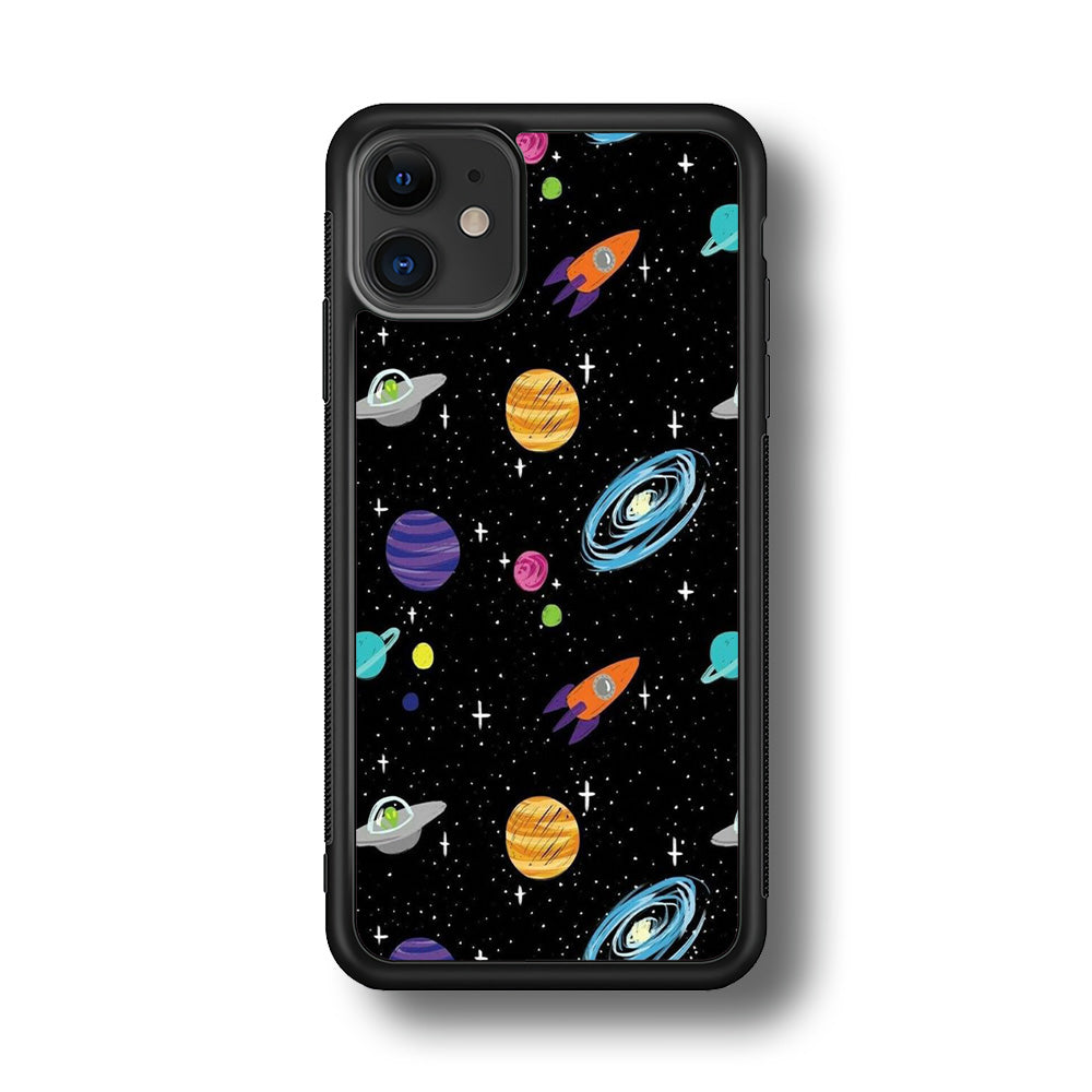 Space Pattern 003 iPhone 11 Case-Phone Case-Rubber Black (2D Case)-Altracase