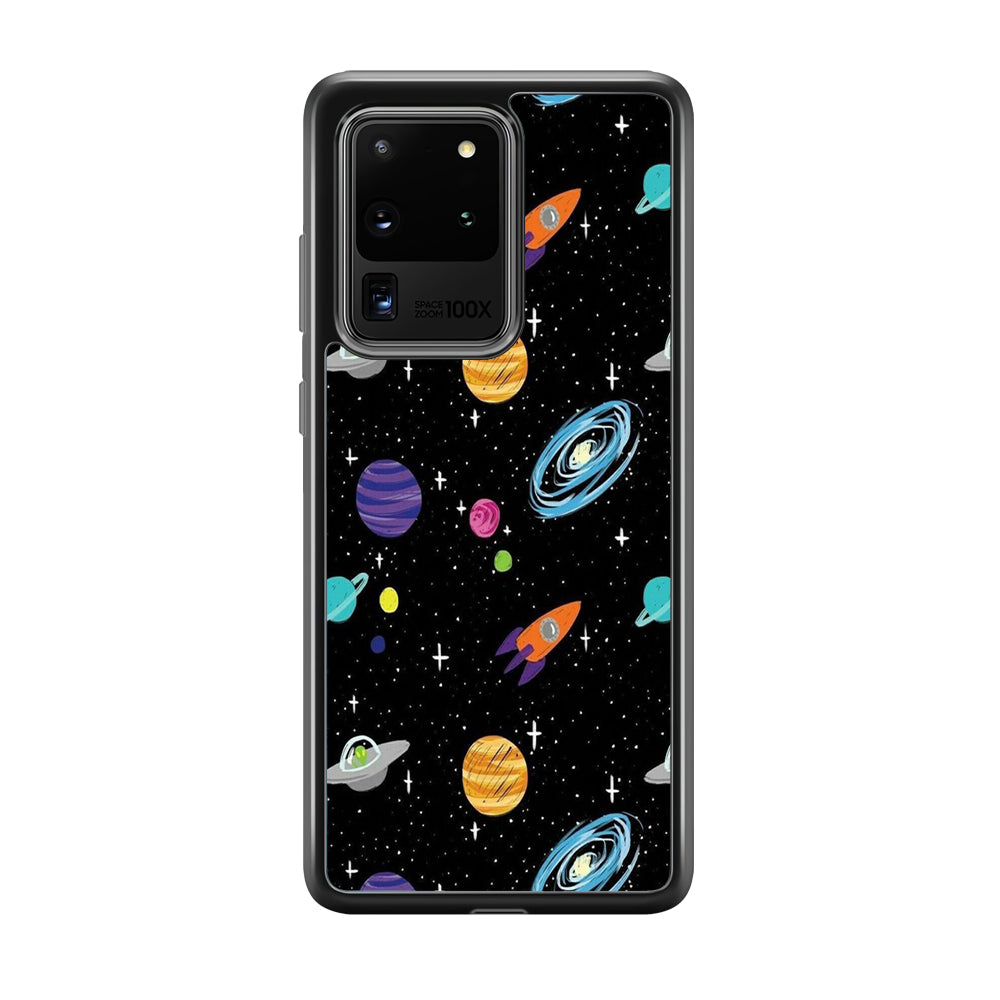Space Pattern 003 Samsung Galaxy S20 Ultra Case-Phone Case-Rubber Black (2D Case)-Altracase