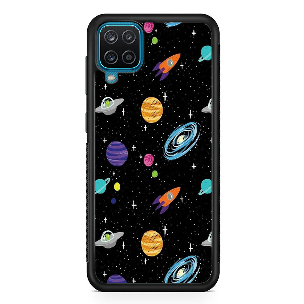 Space Pattern 003 Samsung Galaxy A12 Case-Phone Case-Rubber Black (2D Case)-Altracase