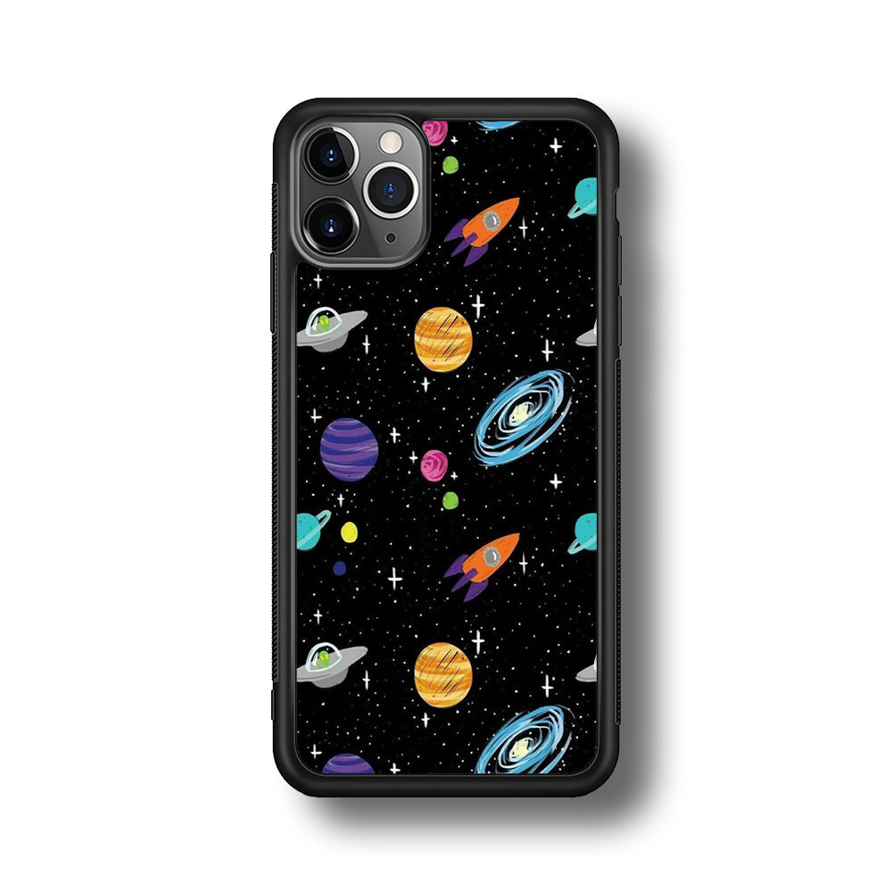 Space Pattern 003 iPhone 11 Pro Max Case-Phone Case-Rubber Black (2D Case)-Altracase