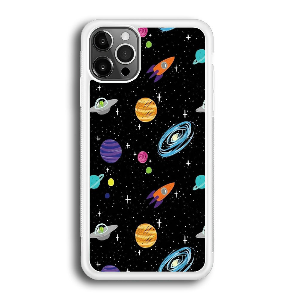 Space Pattern 003 iPhone 12 Pro Max Case-Phone Case-Rubber White (2D Case)-Altracase