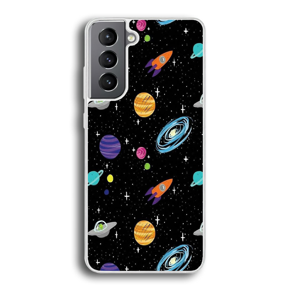 Space Pattern 003 Samsung Galaxy S24 Case-Phone Case-Rubber White (2D Case)-Altracase
