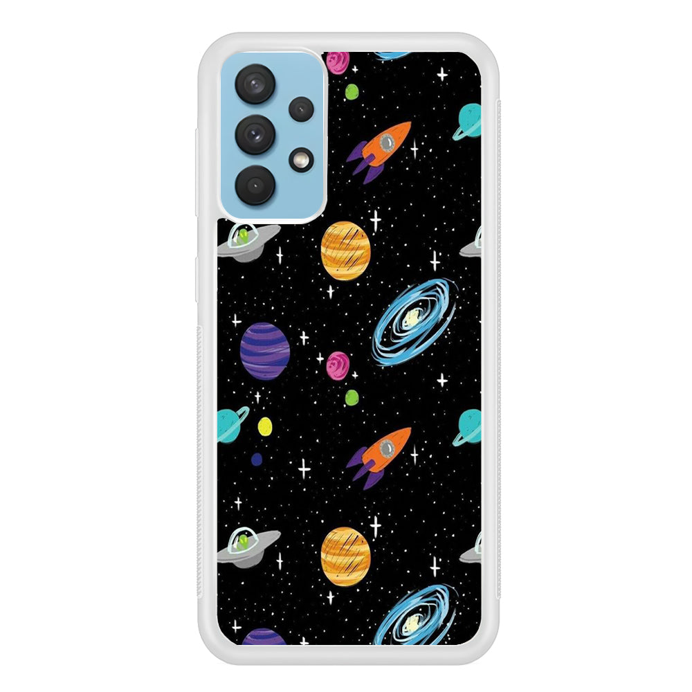Space Pattern 003 Samsung Galaxy A32 Case-Phone Case-Rubber White (2D Case)-Altracase