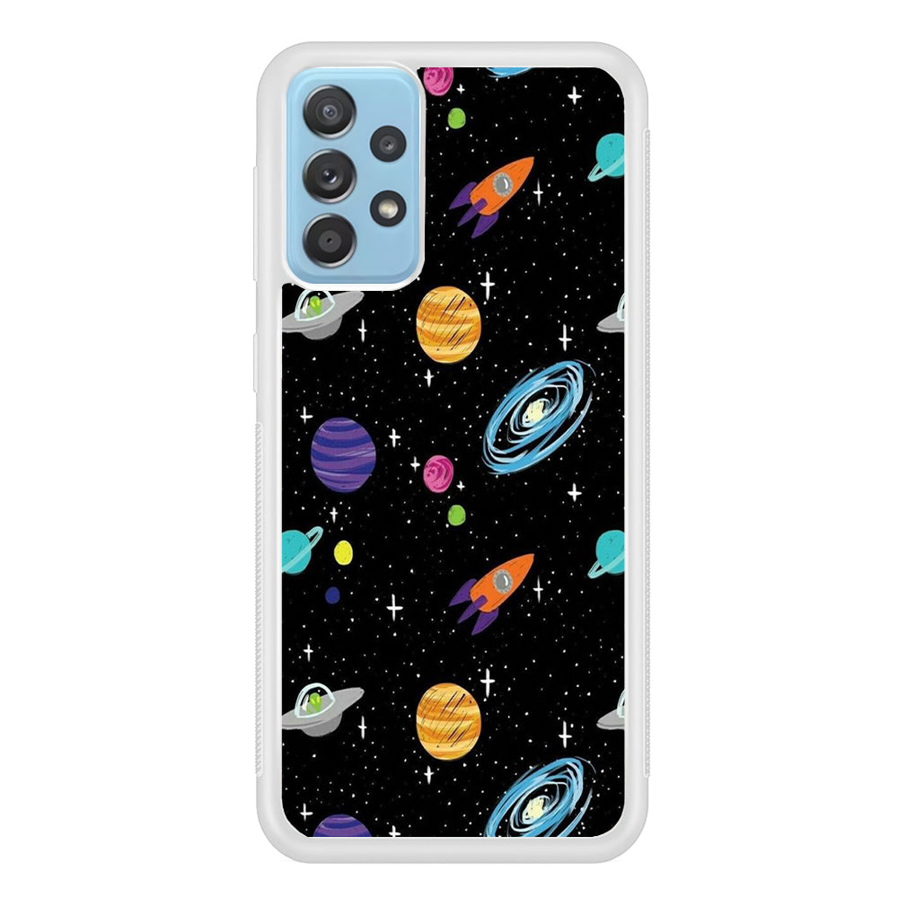 Space Pattern 003 Samsung Galaxy A52 Case-Phone Case-Rubber White (2D Case)-Altracase