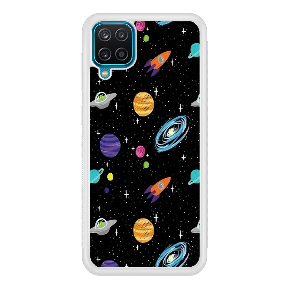 Space Pattern 003 Samsung Galaxy A12 Case-Phone Case-Rubber White (2D Case)-Altracase