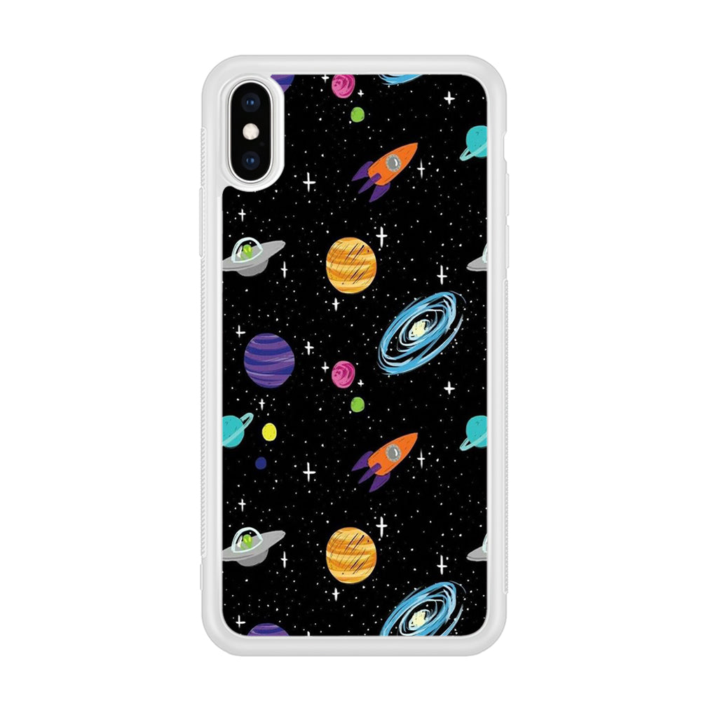 Space Pattern 003 iPhone Xs Case-Phone Case-Rubber White (2D Case)-Altracase