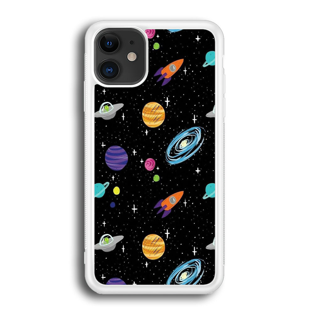 Space Pattern 003 iPhone 12 Case-Phone Case-Rubber White (2D Case)-Altracase
