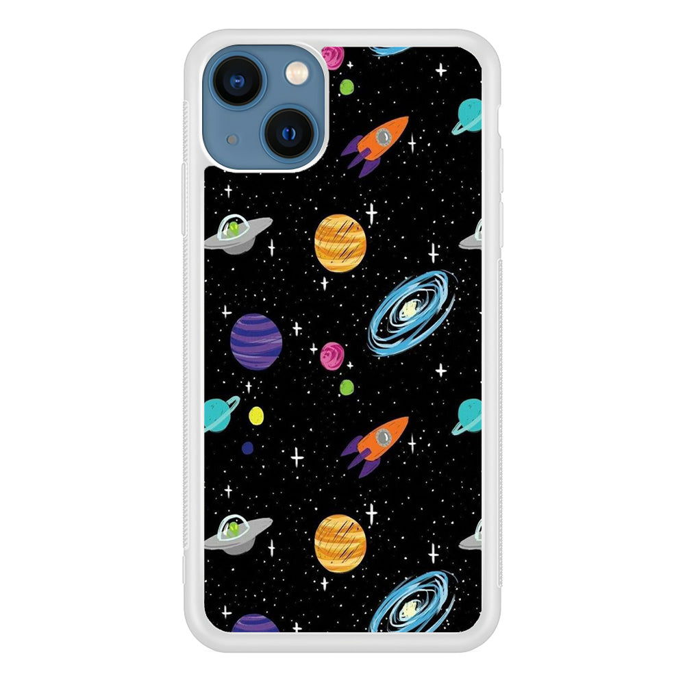 Space Pattern 003 iPhone 13 Mini Case-Phone Case-Rubber White (2D Case)-Altracase