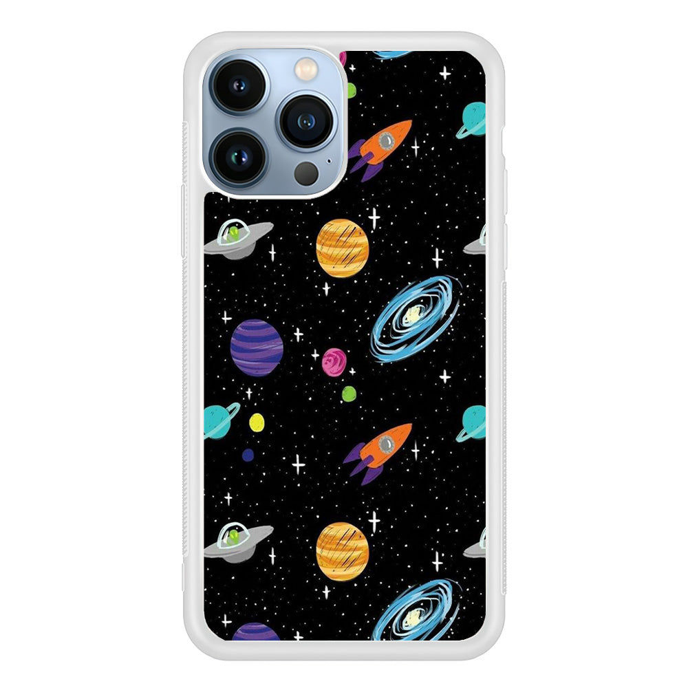 Space Pattern 003 iPhone 15 Pro Max Case-Phone Case-Rubber White (2D Case)-Altracase