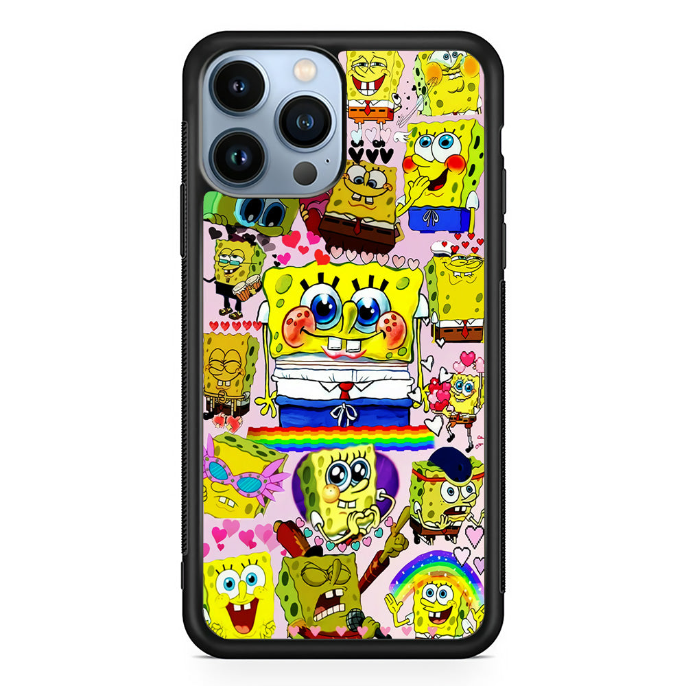 Spongebob Cute Character iPhone 15 Pro Case-Phone Case-Rubber Black (2D Case)-Altracase