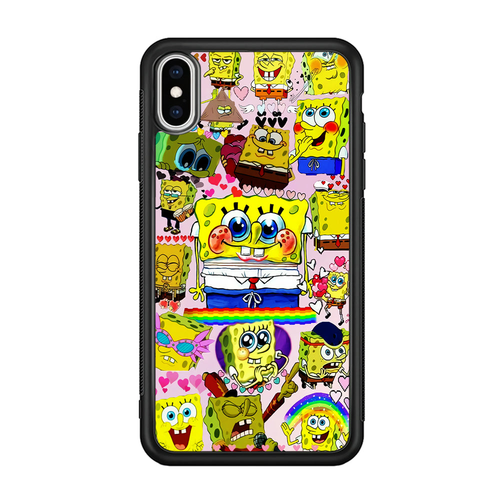 Spongebob Cute Character iPhone Xs Case-Phone Case-Rubber Black (2D Case)-Altracase