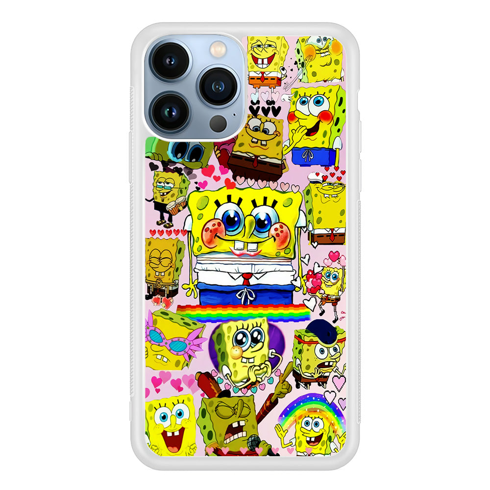 Spongebob Cute Character iPhone 15 Pro Case-Phone Case-Rubber White (2D Case)-Altracase