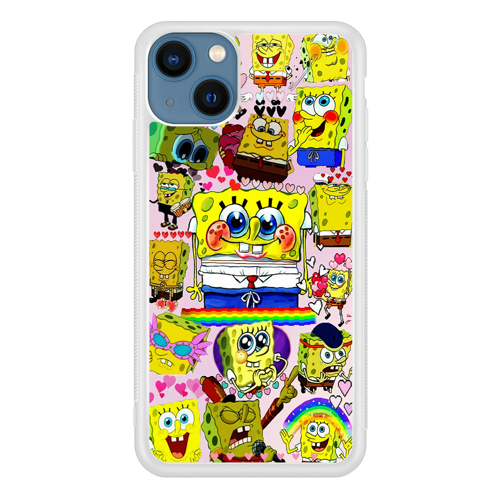 Spongebob Cute Character iPhone 13 Case-Phone Case-Rubber White (2D Case)-Altracase