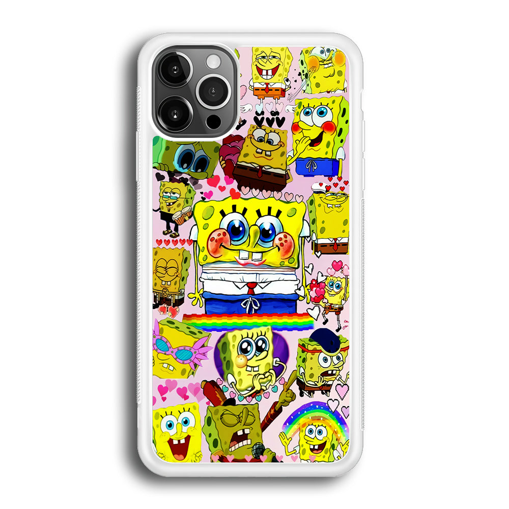 Spongebob Cute Character iPhone 12 Pro Max Case-Phone Case-Rubber White (2D Case)-Altracase