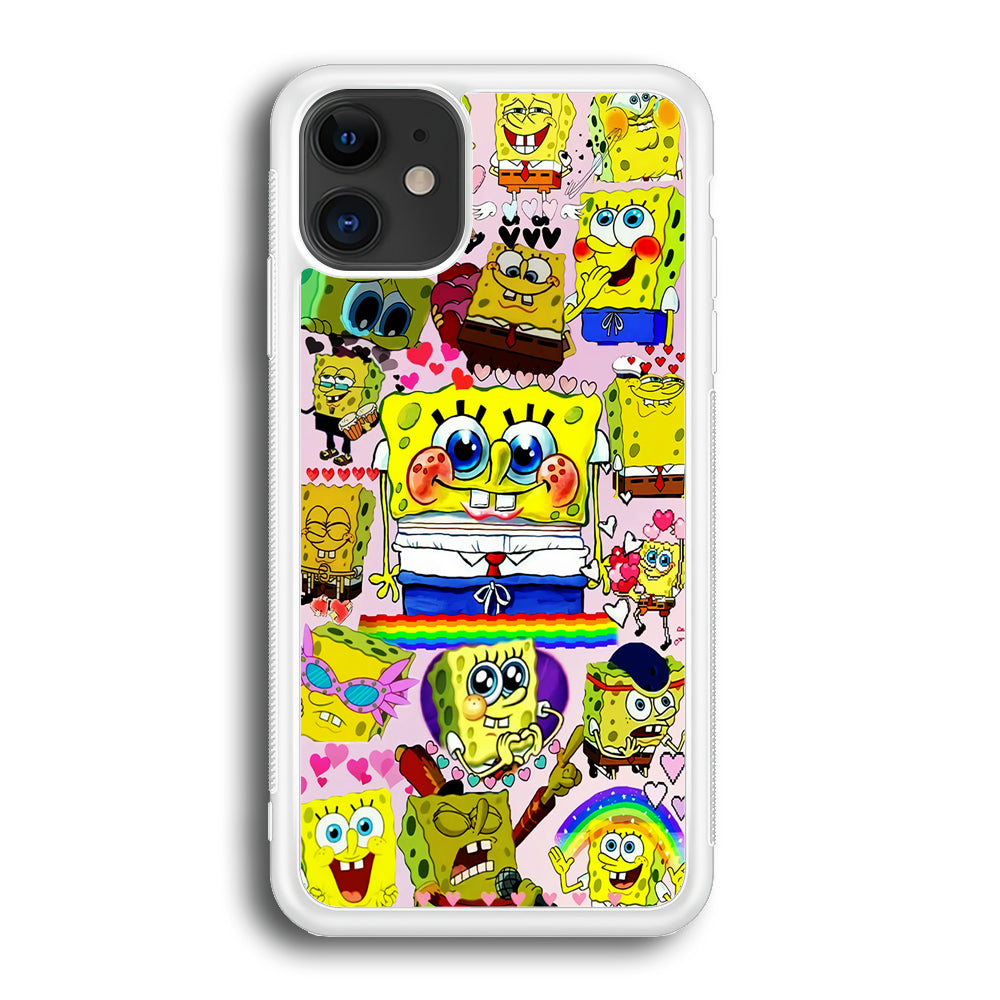 Spongebob Cute Character iPhone 12 Case-Phone Case-Rubber White (2D Case)-Altracase