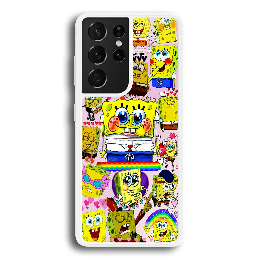 Spongebob Cute Character Samsung Galaxy S21 Ultra Case-Phone Case-Rubber White (2D Case)-Altracase