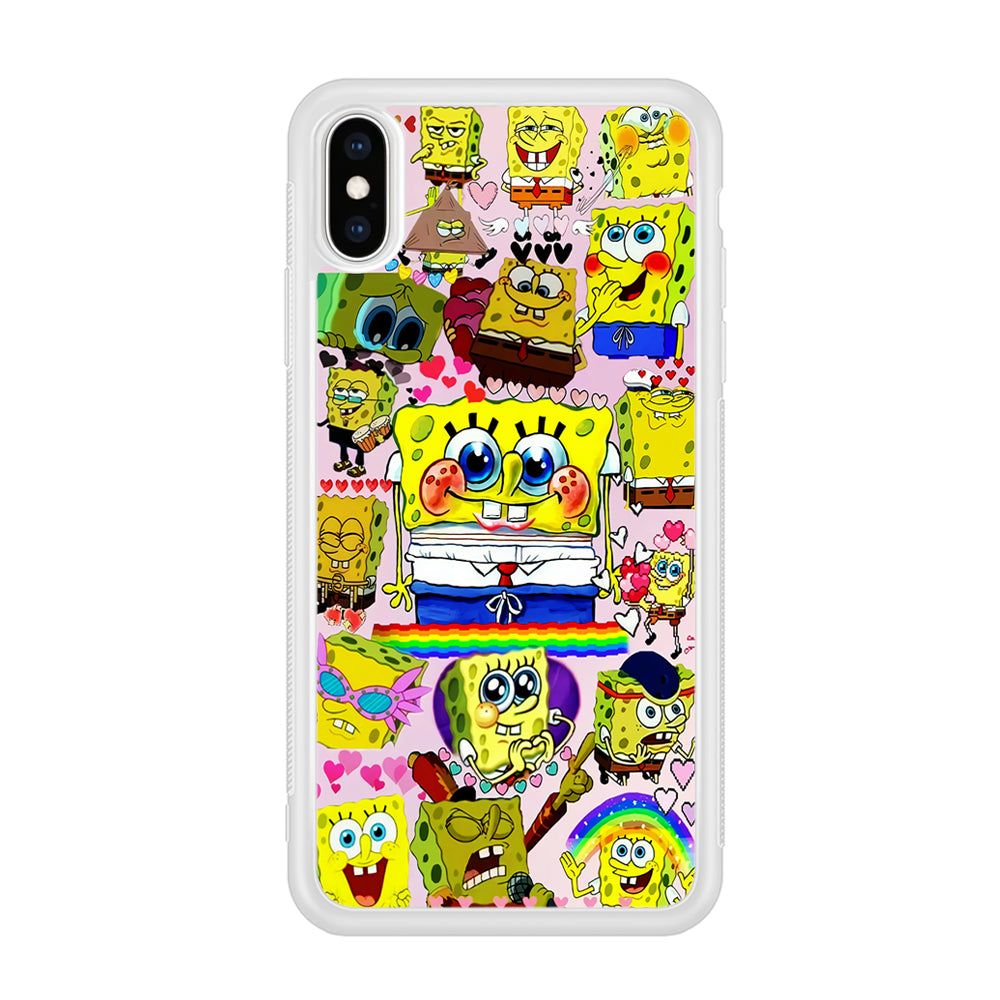Spongebob Cute Character iPhone Xs Case-Phone Case-Rubber White (2D Case)-Altracase